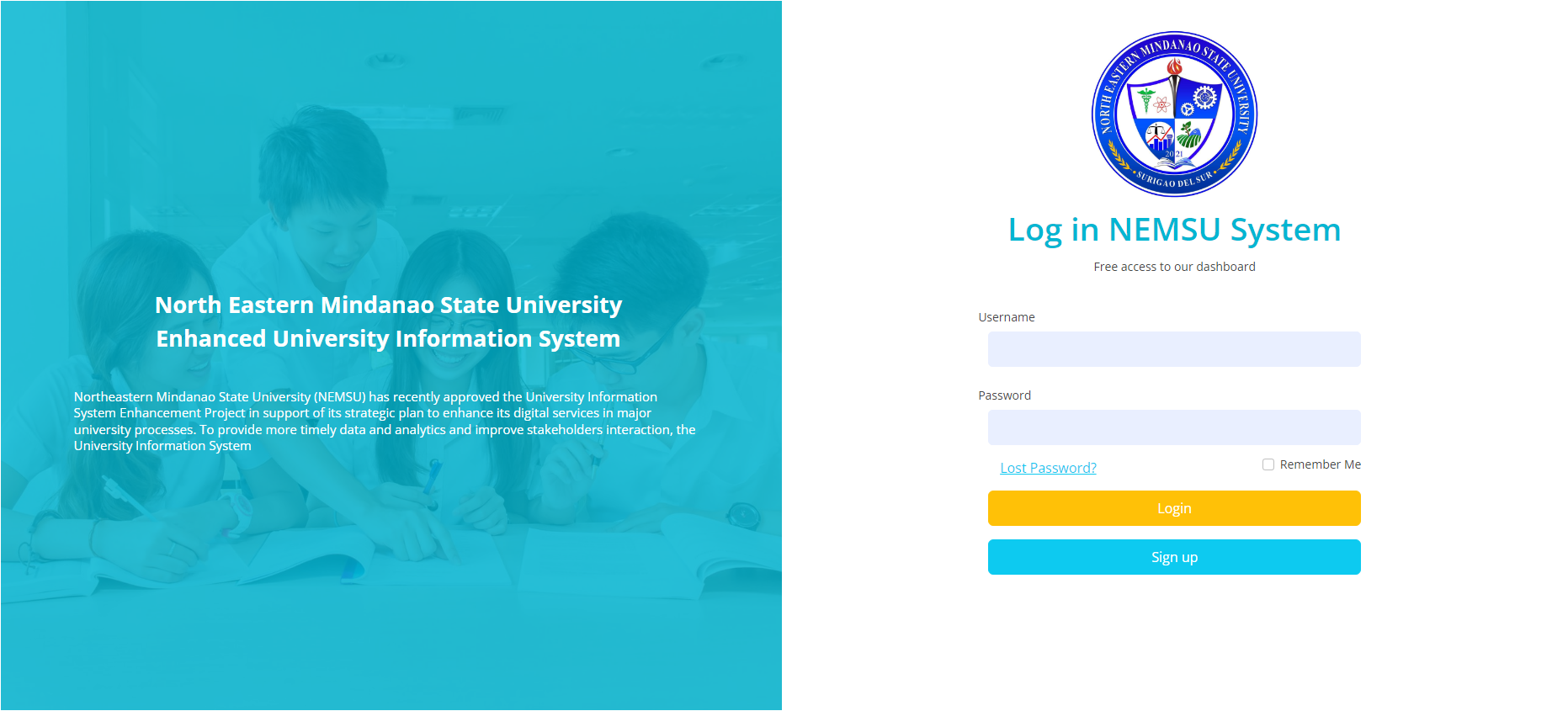 Northeastern Mindanao State University (NEMSU) has recently approved the University Information System Enhancement Project in support of its strategic plan to enhance its digital services in major university processes. To provide more timely data and analytics and improve stakeholders interaction, the University Information System